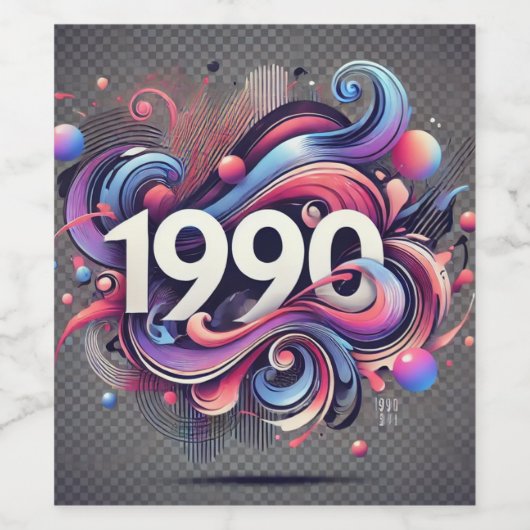 1990: Een retro-futuristische visie (labelset) Wijn Etiket (Enkel label)