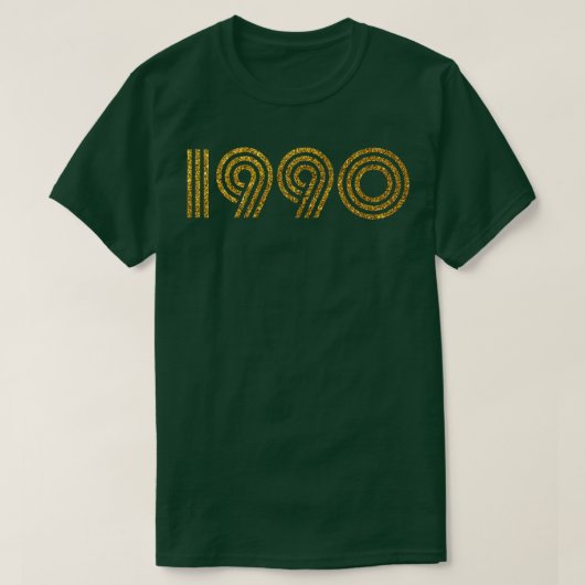 1990 Geboortejaar Glitter Effect T-shirt (Design voorkant)
