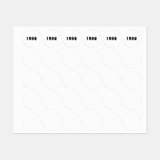 1990 Geboortejaar Ronde Sticker Vel | Verjaardagso (Vel)