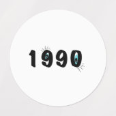 1990 Geboortejaar Ronde Sticker Vel | Verjaardagso (Design 1)