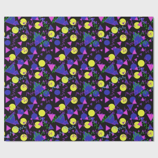 1990 gewaagd geometrisch donker cadeaupapier (Vlak)