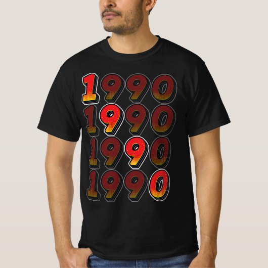 1990 Retro ontwerp T-shirt (Voorkant)