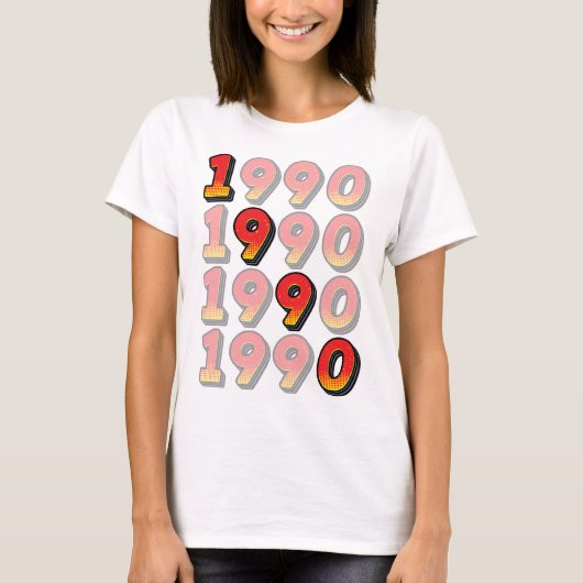 1990 Retro ontwerp T-shirt (Voorkant)