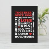 1990 samen sinds 30 Jubileum Gift Kaart (Staand voorkant)
