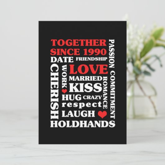 1990 samen sinds 30 Jubileum Gift Kaart (Staand voorkant)