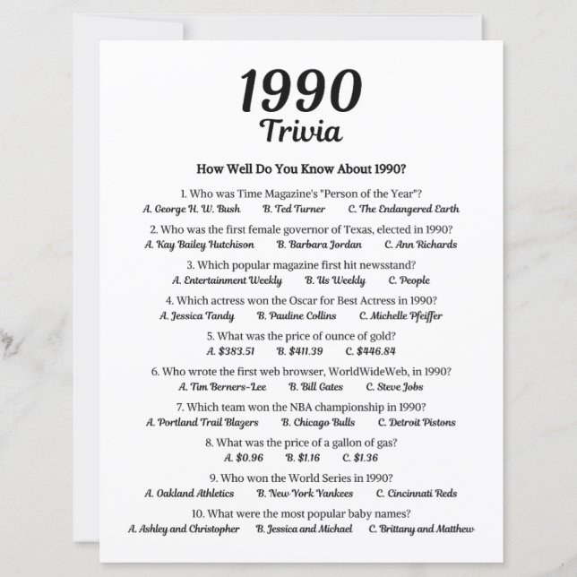 1990 Trivia spel (Voorkant)