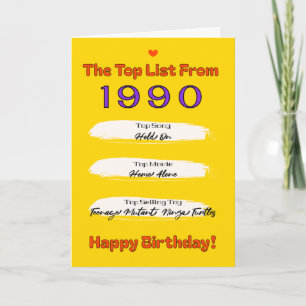 1990 Verjaardags Top List Kaart