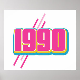1990 vintage tekst poster