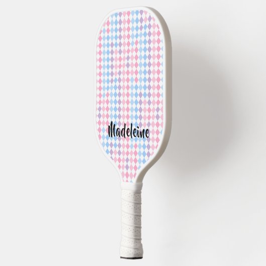 1990s 2000s Y2K Pastel Voeg Naam Retro Checkerboar Pickleball Paddle (Links)
