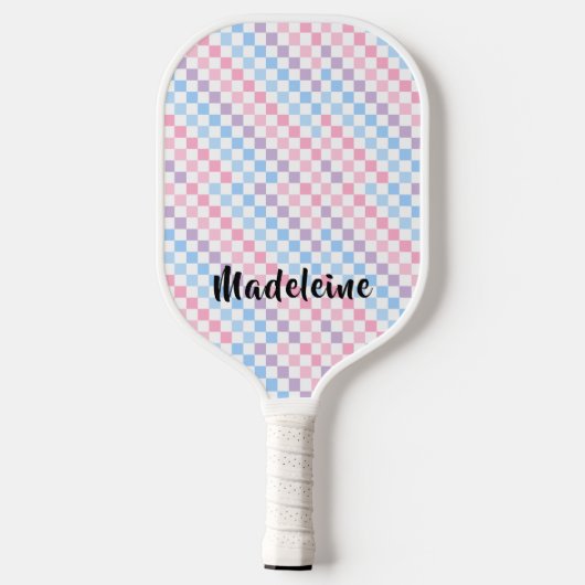1990s 2000s Y2K Pastel Voeg Naam Retro Checkerboar Pickleball Paddle (Achterkant)