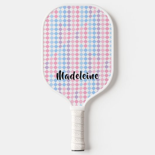 1990s 2000s Y2K Pastel Voeg Naam Retro Checkerboar Pickleball Paddle (Voorkant)