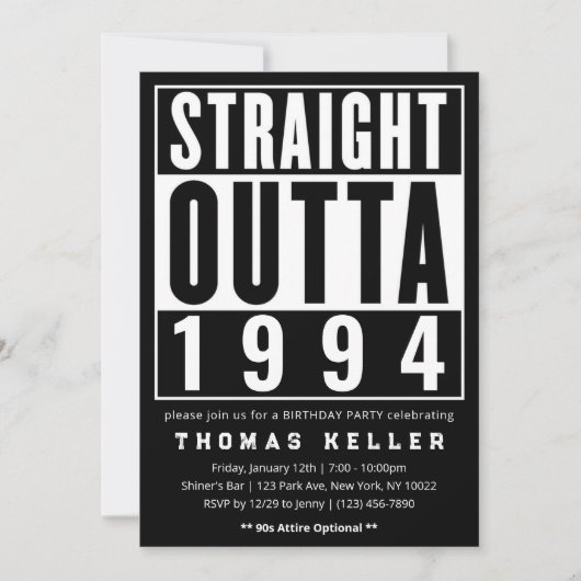 1990s Hip Hop Verjaardagsfeest Uitnodiging (Voorkant)