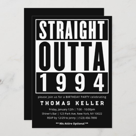 1990s Hip Hop Verjaardagsfeest Uitnodiging (Voorkant / Achterkant)