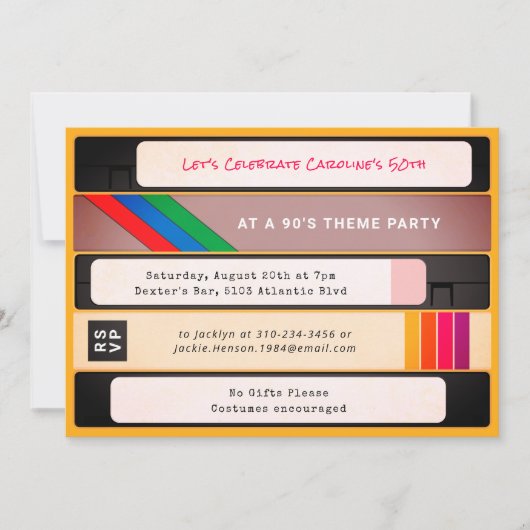 1990s  VHS Tape 90's Verjaardagsfeest Kaart (Voorkant)