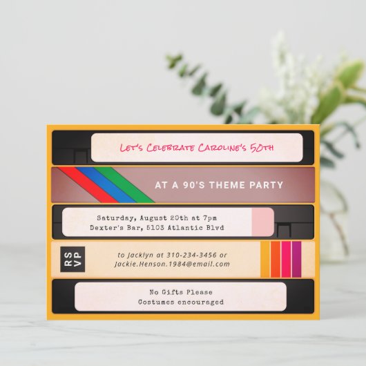 1990s  VHS Tape 90's Verjaardagsfeest Kaart (Staand voorkant)