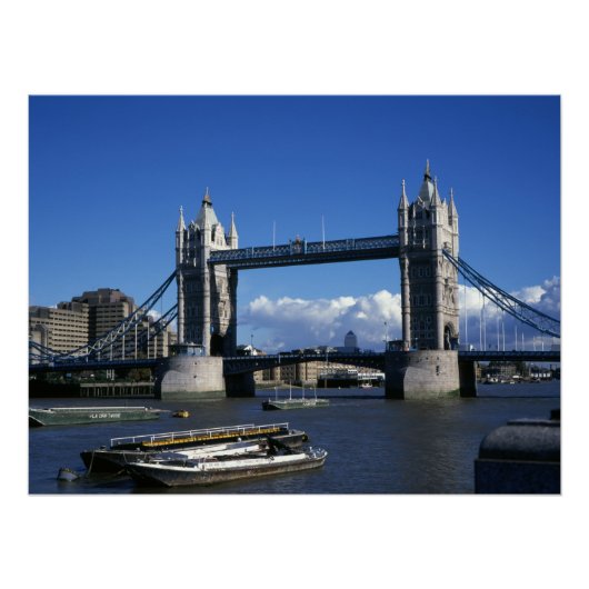 1990's zicht op Tower Bridge Perfect Poster (Voorkant)