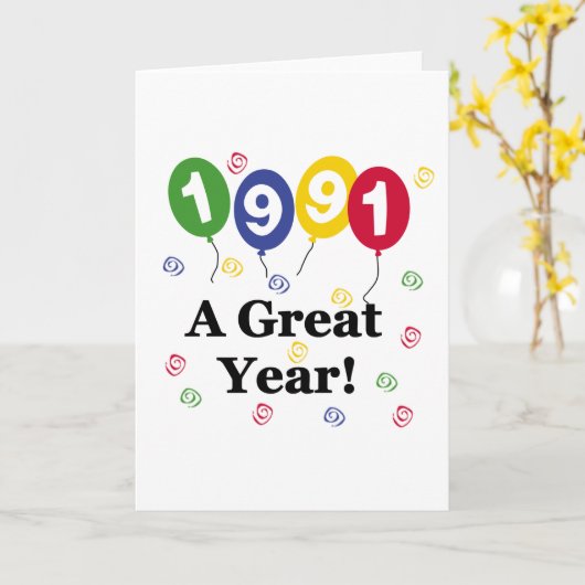 1991 een grote jaardag kaart (Gele Bloem)