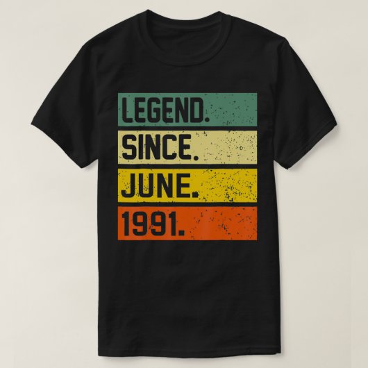 1991 jaar oude geschenken  wetend sinds 31 juni t-shirt (Design voorkant)