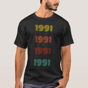1991 Retro Jaar Typografie T-shirt