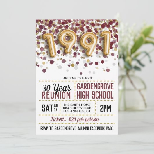 1991 Reunion middelbare school Kaart (Staand voorkant)