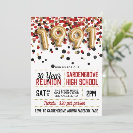 1991 Reunion middelbare school Kaart (Staand voorkant)