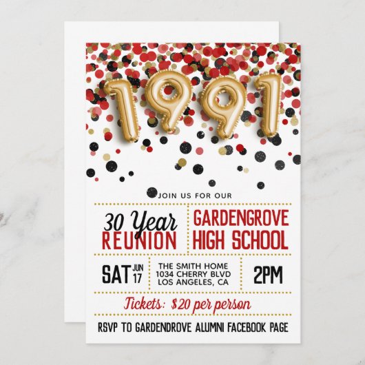 1991 Reunion middelbare school Kaart (Voorkant / Achterkant)