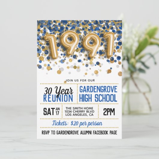 1991 Reunion middelbare school Kaart (Staand voorkant)