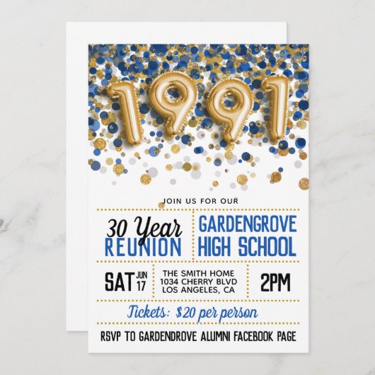 1991 Reunion middelbare school Kaart (Voorkant / Achterkant)