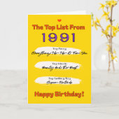 1991 Top Lijst Verjaardag Kaart (Gele Bloem)