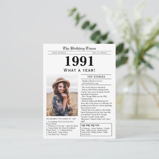 1991 Verjaardag Briefkaart (Staand voorkant)