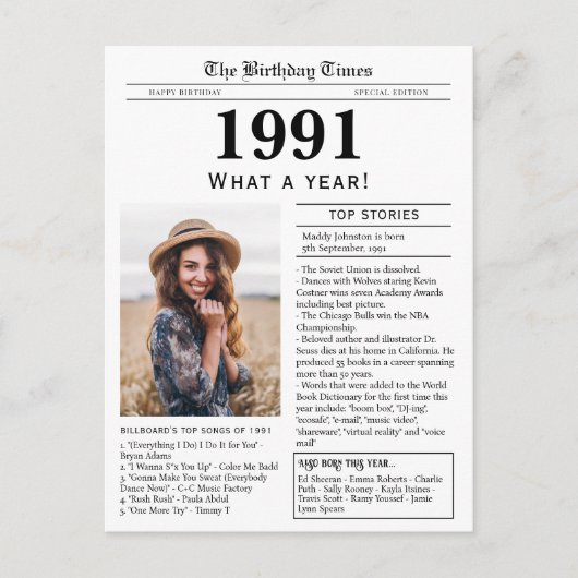 1991 Verjaardag Briefkaart (Voorkant)