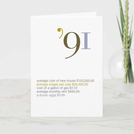 1991 Verjaardag Fun Facts Kaart (Voorkant)