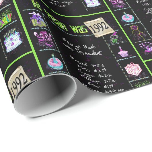 1992 Geboortejaar Trivia Cadeaupapier (Rol Hoek)