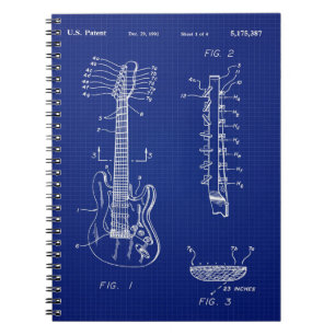 1992 Guitar Blueprint - Cute Funny Music Lover Gif Notitieboek