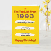 1993 Toplijst Verjaardag Kaart (Gele Bloem)