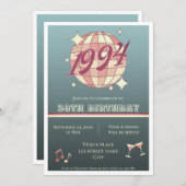 1994 30e verjaardag retro donkerblauw feest kaart (Voorkant / Achterkant)