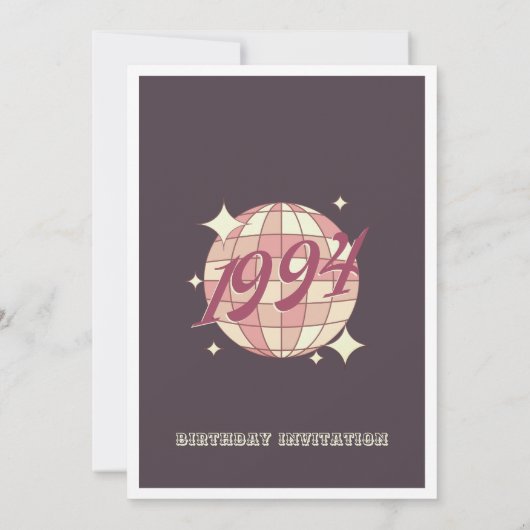 1994 30e verjaardag retro paarse uitnodiging (Achterkant)