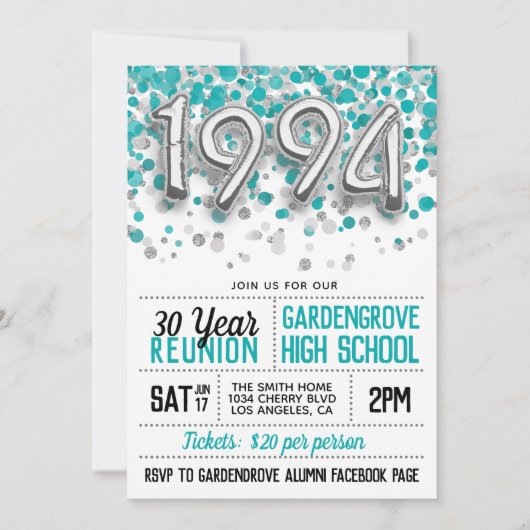 1994 High School College Reunion Uitnodiging (Voorkant)