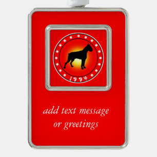 1994 Jaar van de Hond Verzilverd Omlijst Ornament