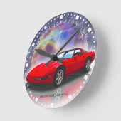 1994 Rood Chevrolet Corvette Decorative Wall Clock Ronde Klok (Hoek)