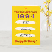 1994 Top Lijst Verjaardag Kaart (Gele Bloem)