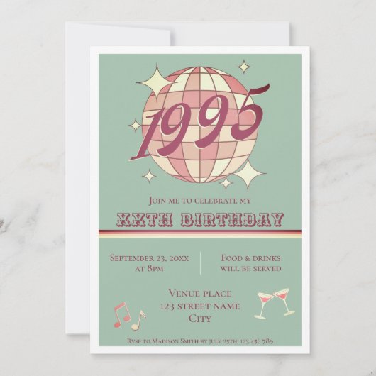  1995 29e 30e verjaardagsfeestje Uitnodiging (Voorkant)