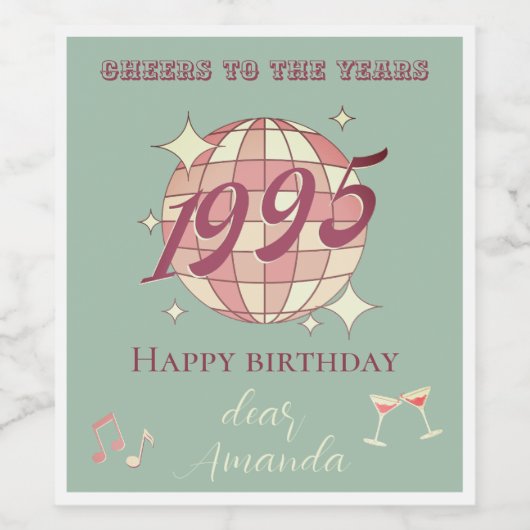  1995 29e 30e verjaardagsfeestje Uitnodiging Wijn Etiket (Enkel label)