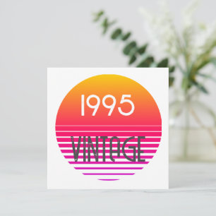  1995 Neon Retro Stripe Zon 30e Verjaardag Bedankkaart