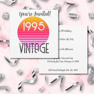 1995 Neon Retro Stripe Zon 30e Verjaardag Kaart