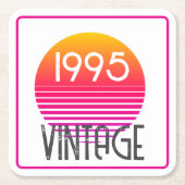  1995 Neon Retro Stripe Zon 30e Verjaardag Kartonnen Onderzetters (Voorkant)