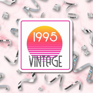 1995 Neon Retro Stripe Zon 30e Verjaardag Kartonnen Onderzetters