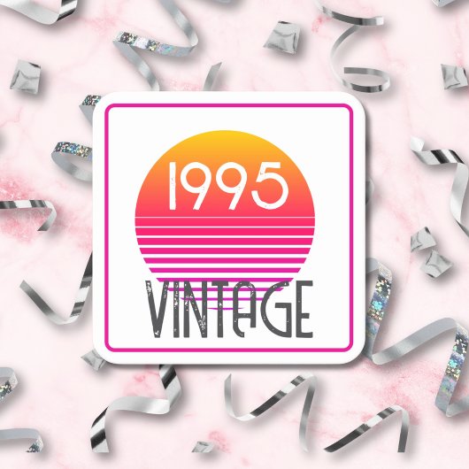  1995 Neon Retro Stripe Zon 30e Verjaardag Kartonnen Onderzetters