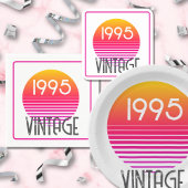  1995 Neon Retro Stripe Zon 30e Verjaardag Papieren Bordje