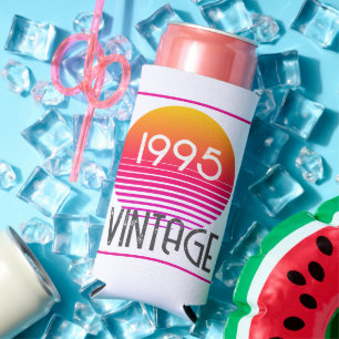 1995 Neon Retro Stripe Zon 30e Verjaardag Seltzer Blikjeskoeler